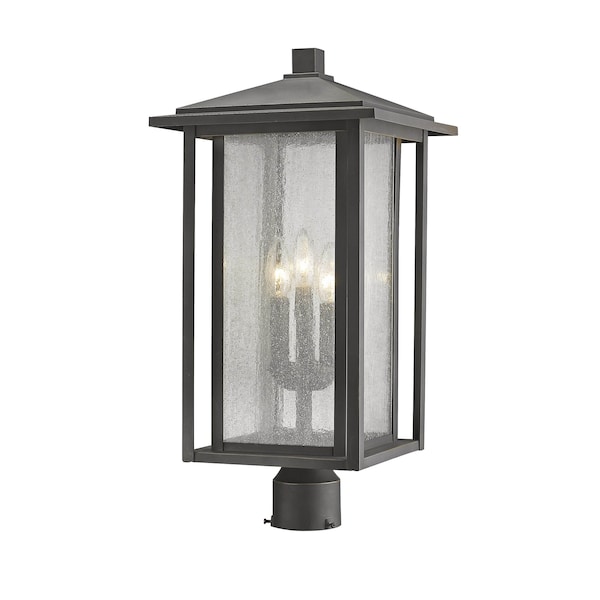 Z-Lite Aspen 3 Light Outdoor Post Mount Fixture, Oil Rubbed Bronze And Clear Seedy 554PHXLR-ORB - main